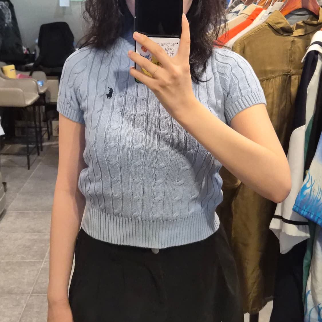 [NO.9] 폴로 꽈배기 반팔 니트 하늘(소라) 상품이미지3