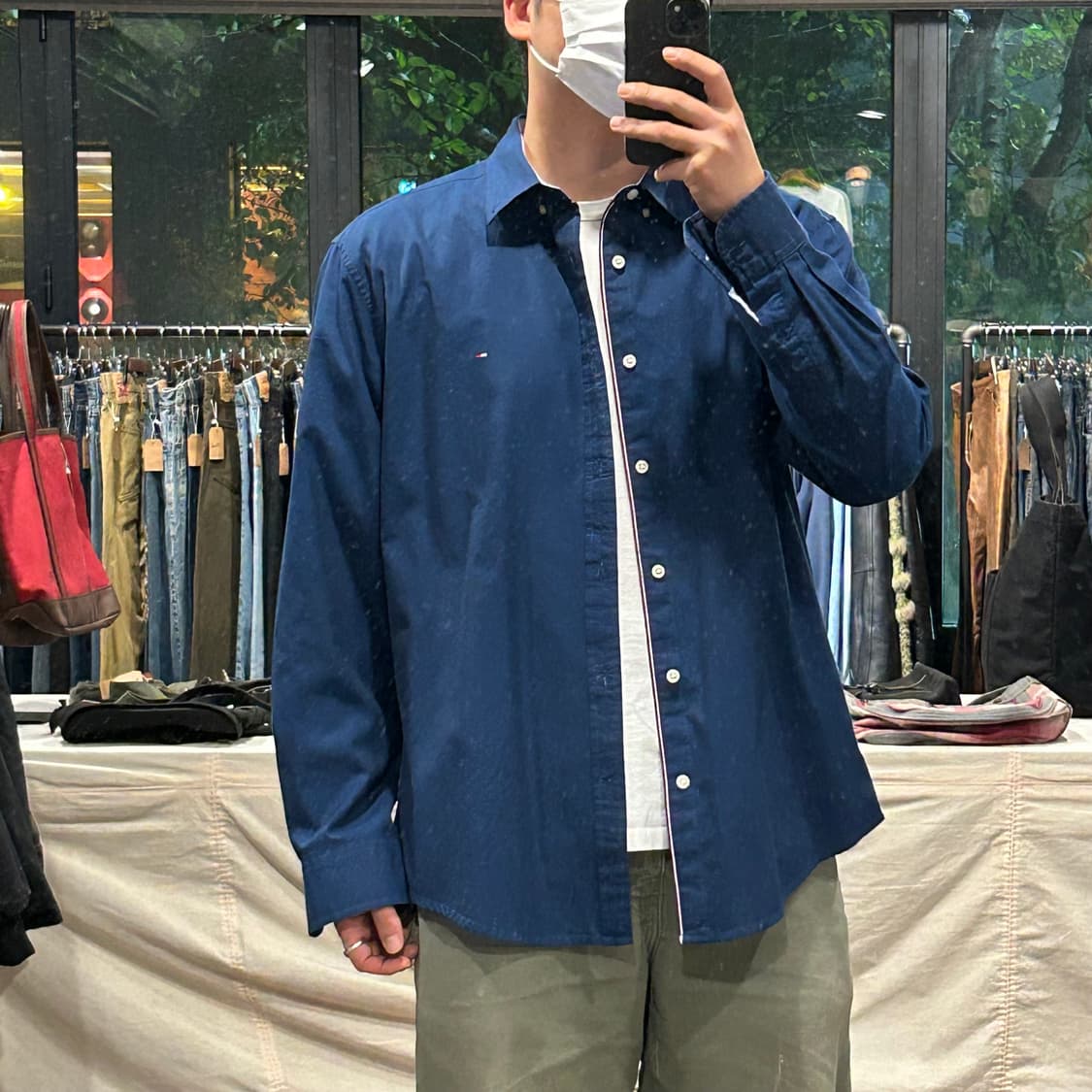 XL) 타미힐피거 네이비 솔리드 옥스포드 셔츠 상품이미지9