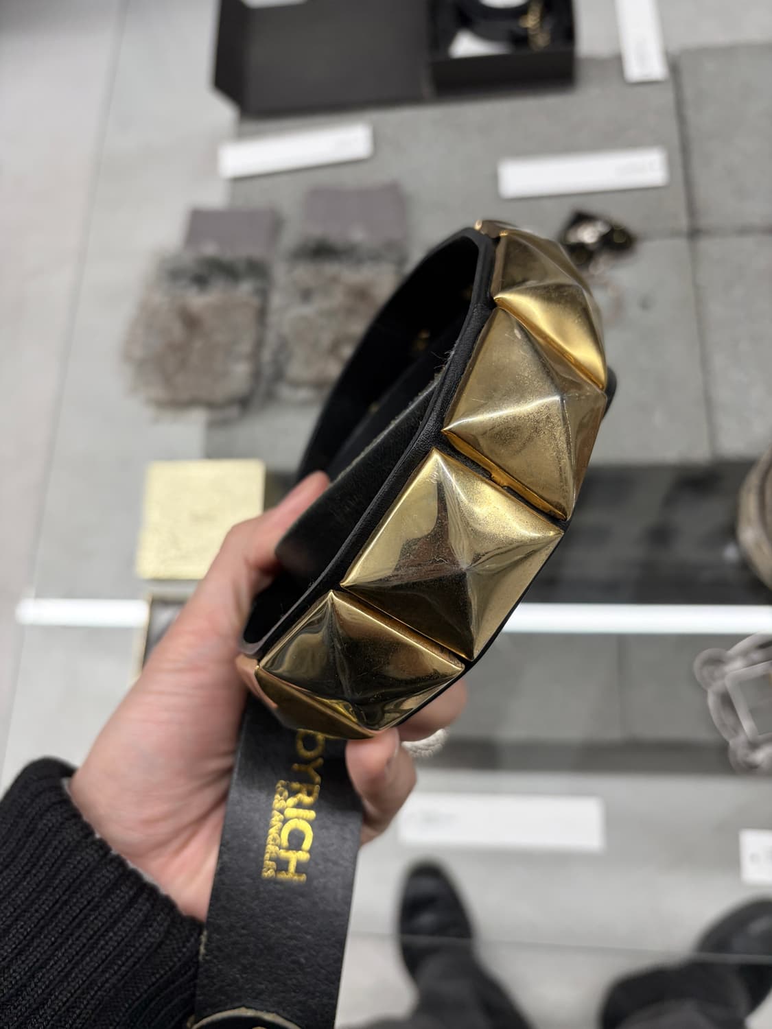 조이리치 피라미드 스터드 레더 벨트 상품이미지1