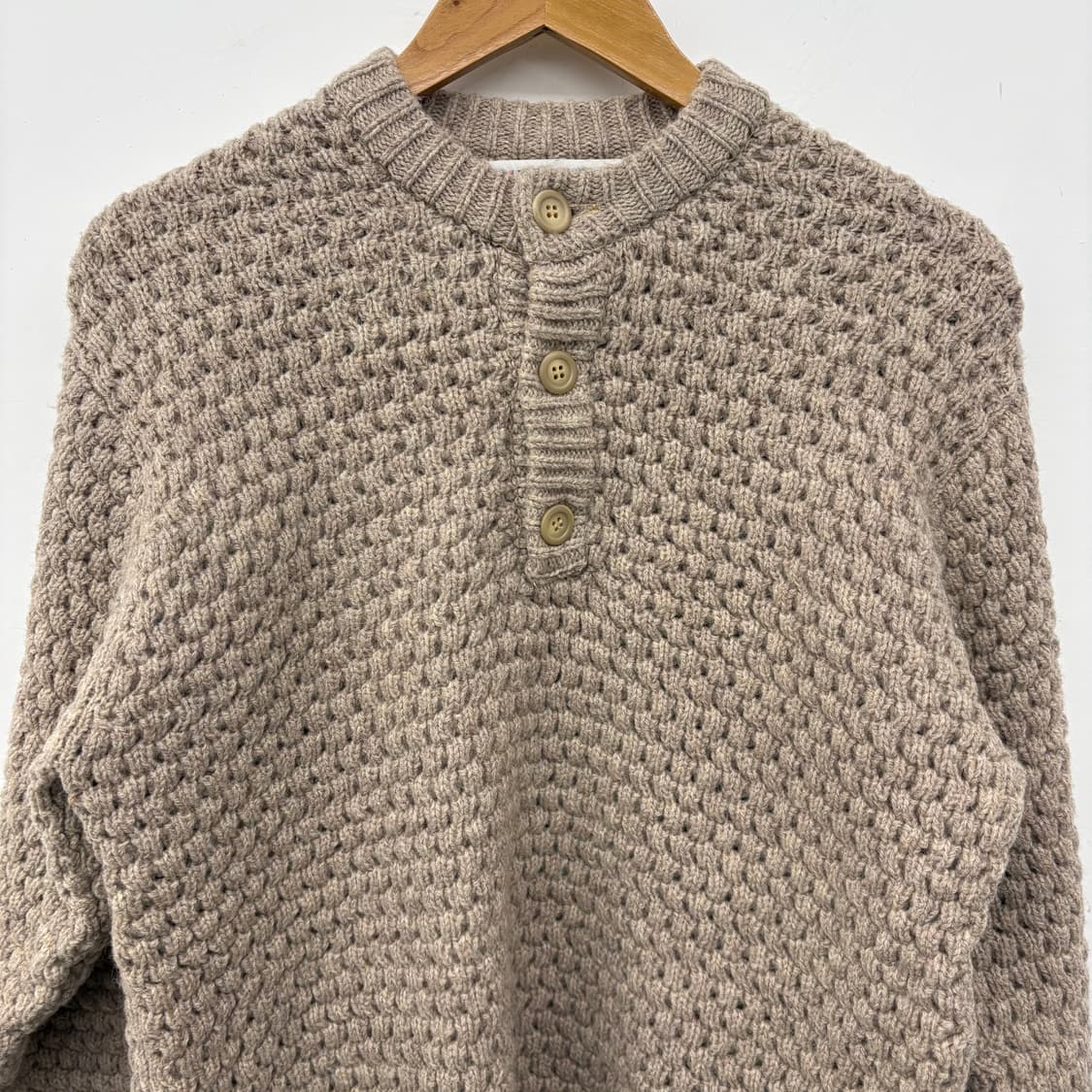 헤인즈 빈티지 버튼 니트 브라운 남L 상품이미지2