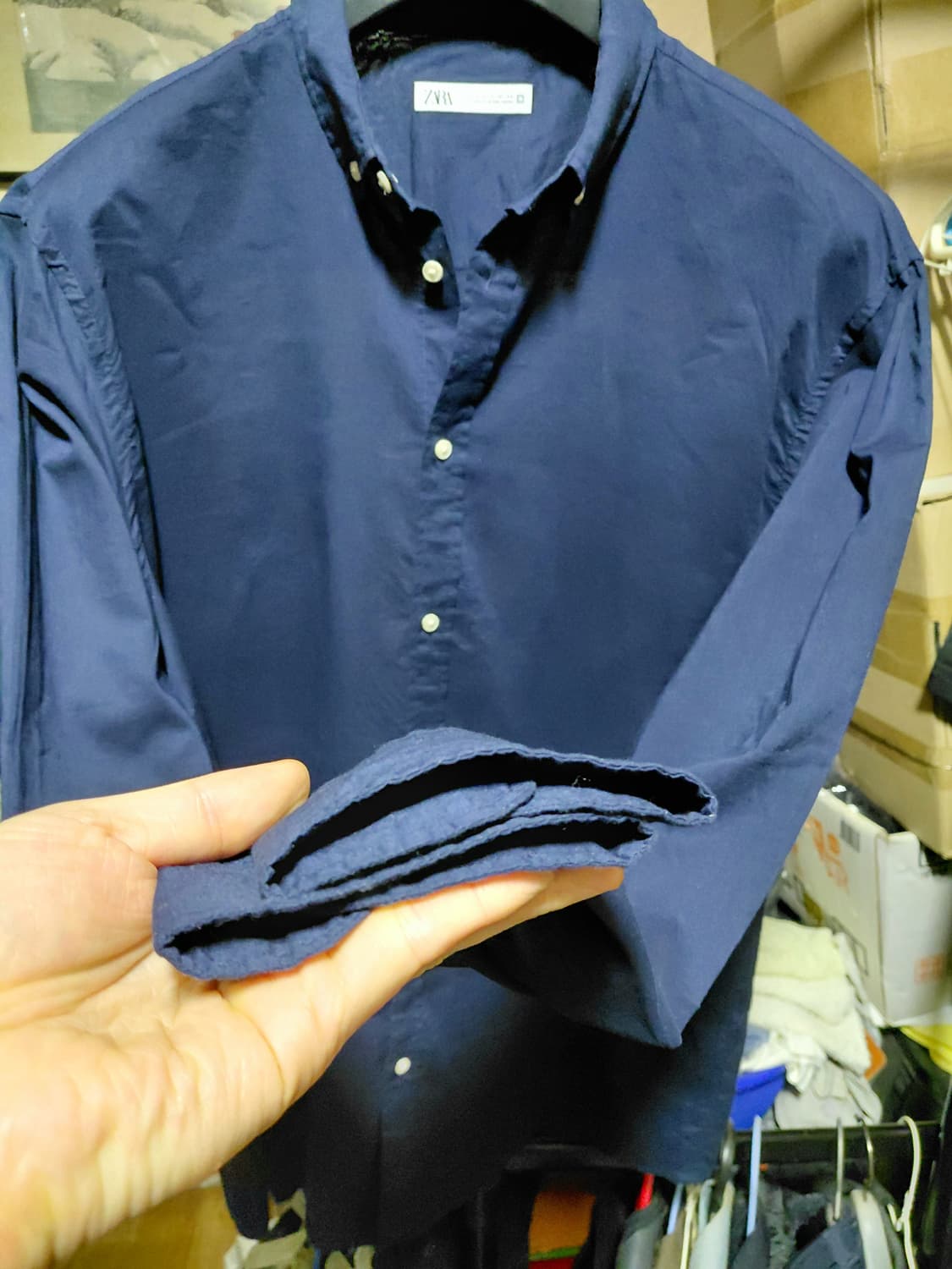 [자라]여름용  네이비 아사면 셔츠 L사이즈 상품이미지9