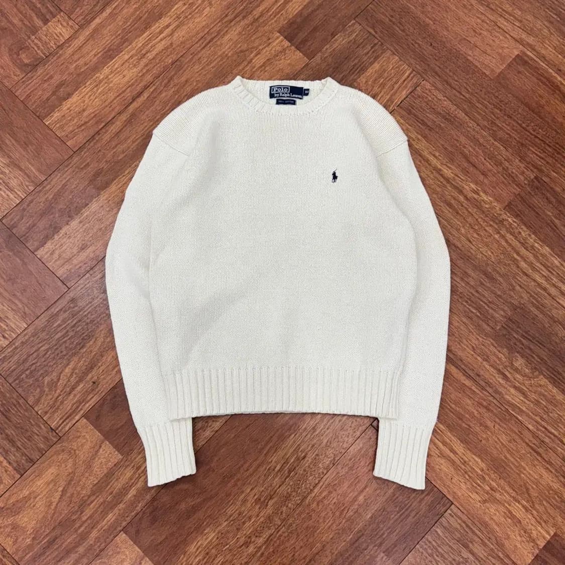 90(95) 폴로 랄프로렌 아이보리 라운드 니트  상품이미지1