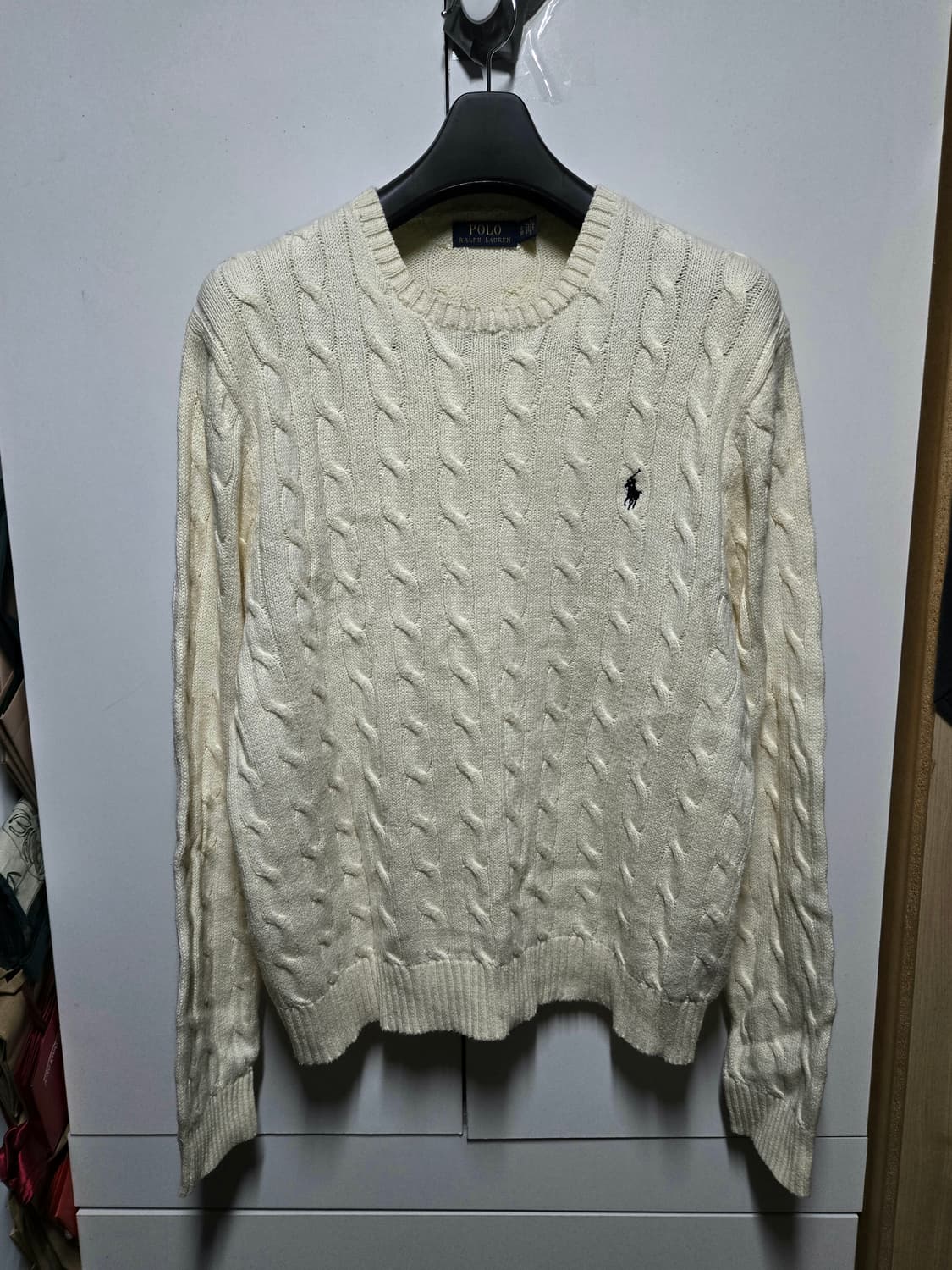 폴로 울캐시미어 케이블 니트 스웨터 XL. 아이보리 크림 105 110 상품이미지3