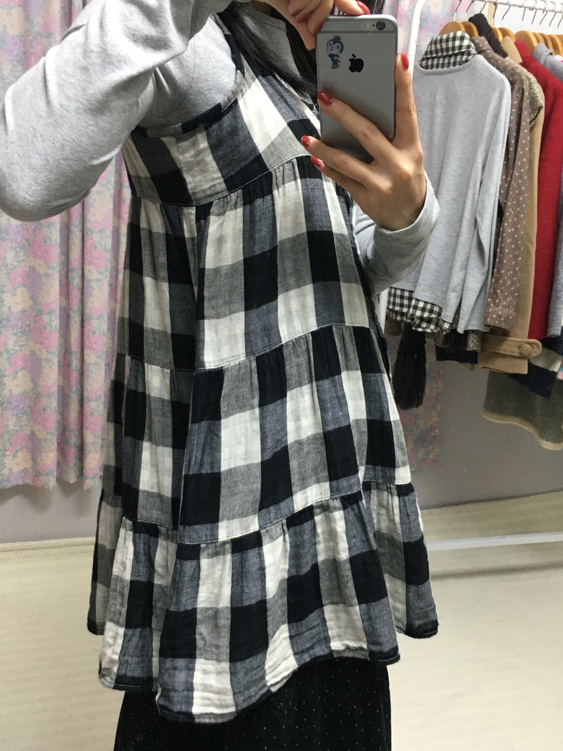 블랙 체크 슬리브리스 상품이미지4