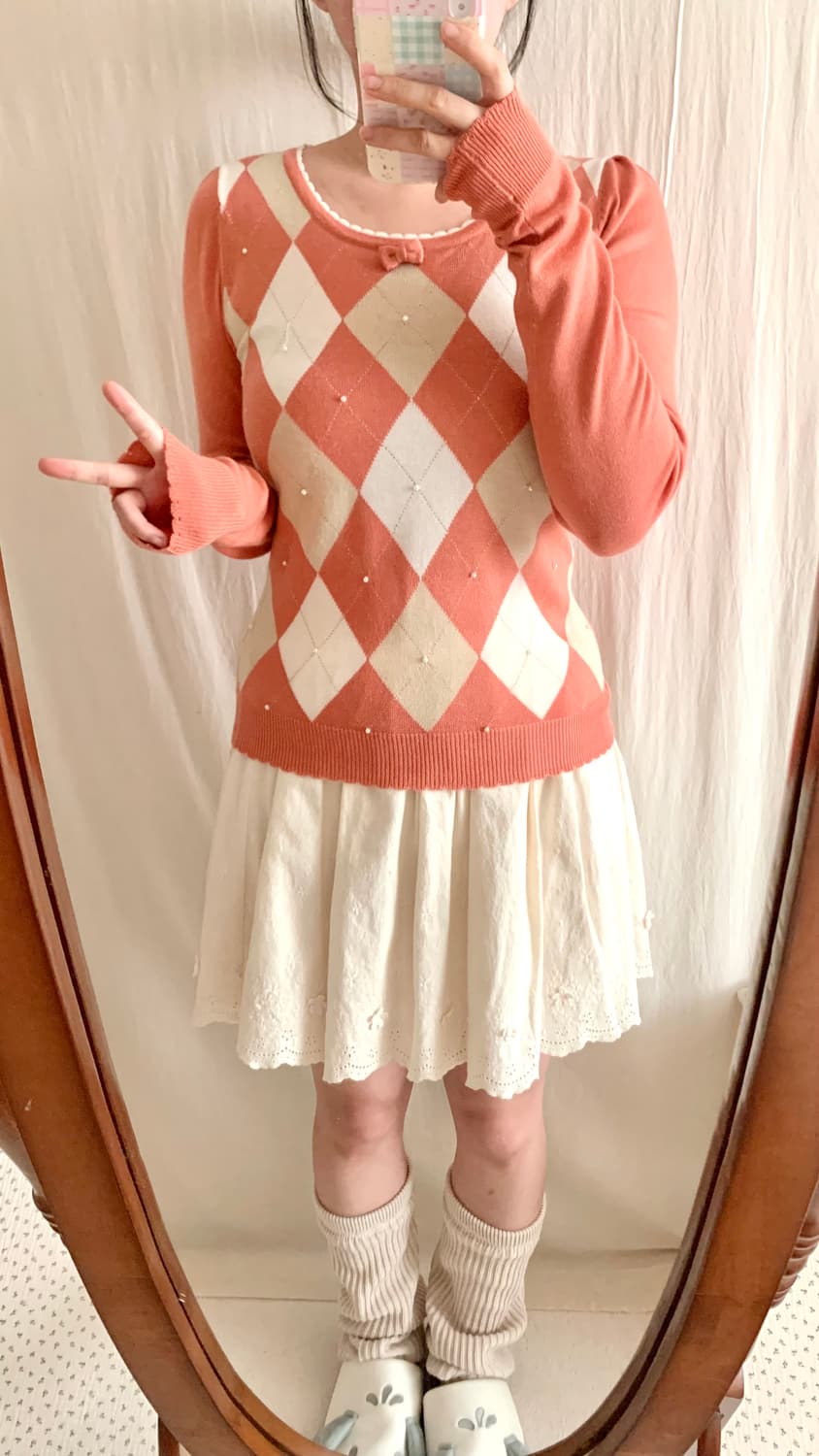 C.D.S 핑크 아가일 로걀탑 상품이미지4