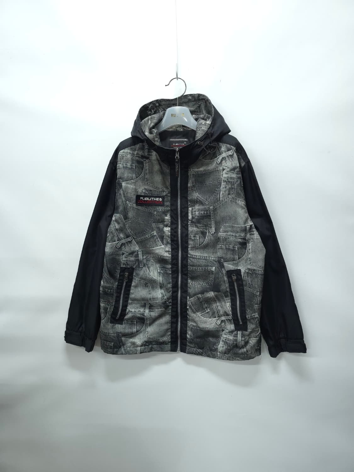 [FUBU] 푸부 데님 프린팅 믹스 후드 바람막이 자켓 (95~100) 상품이미지1