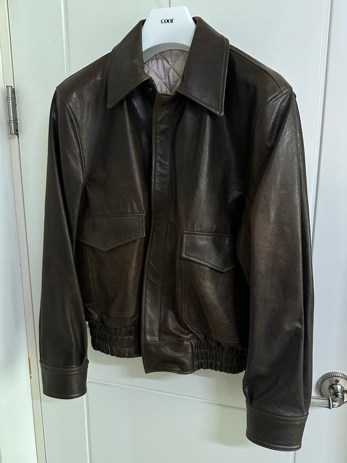 (S) 쿠어 베지터블 레더 a-2 자켓 브라운 상품이미지2