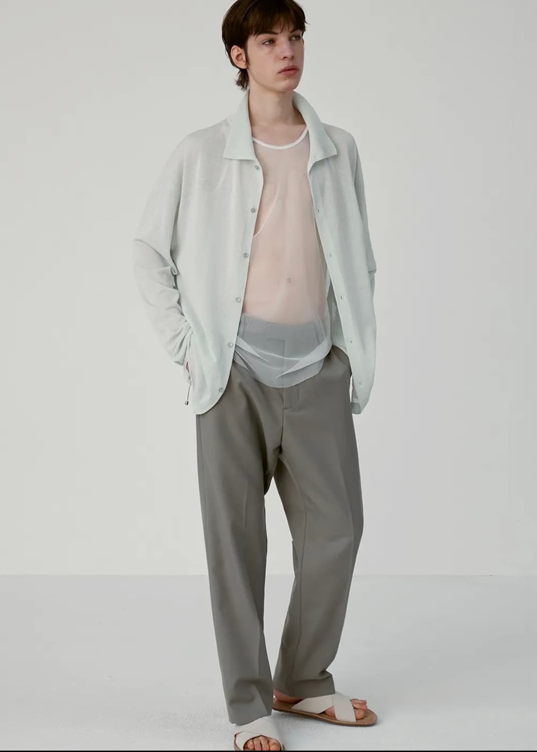 우마뭉 린넨 셔츠 Soft linen high neck shirts 상품이미지3
