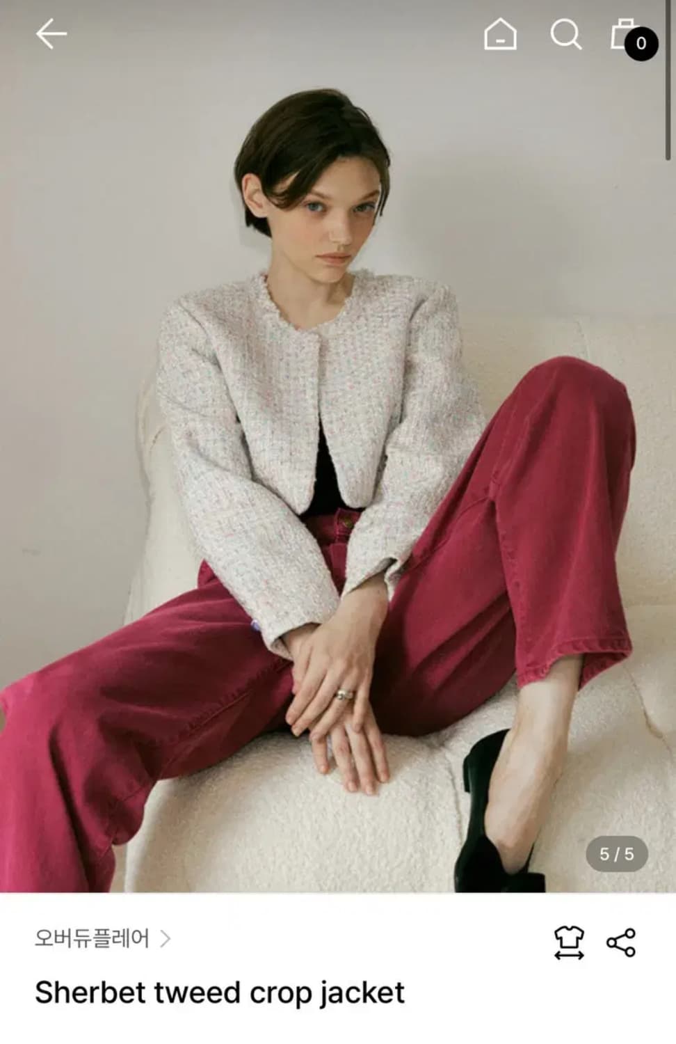 오버듀플레어 샤벳 트위드 크롭자켓 상품이미지1