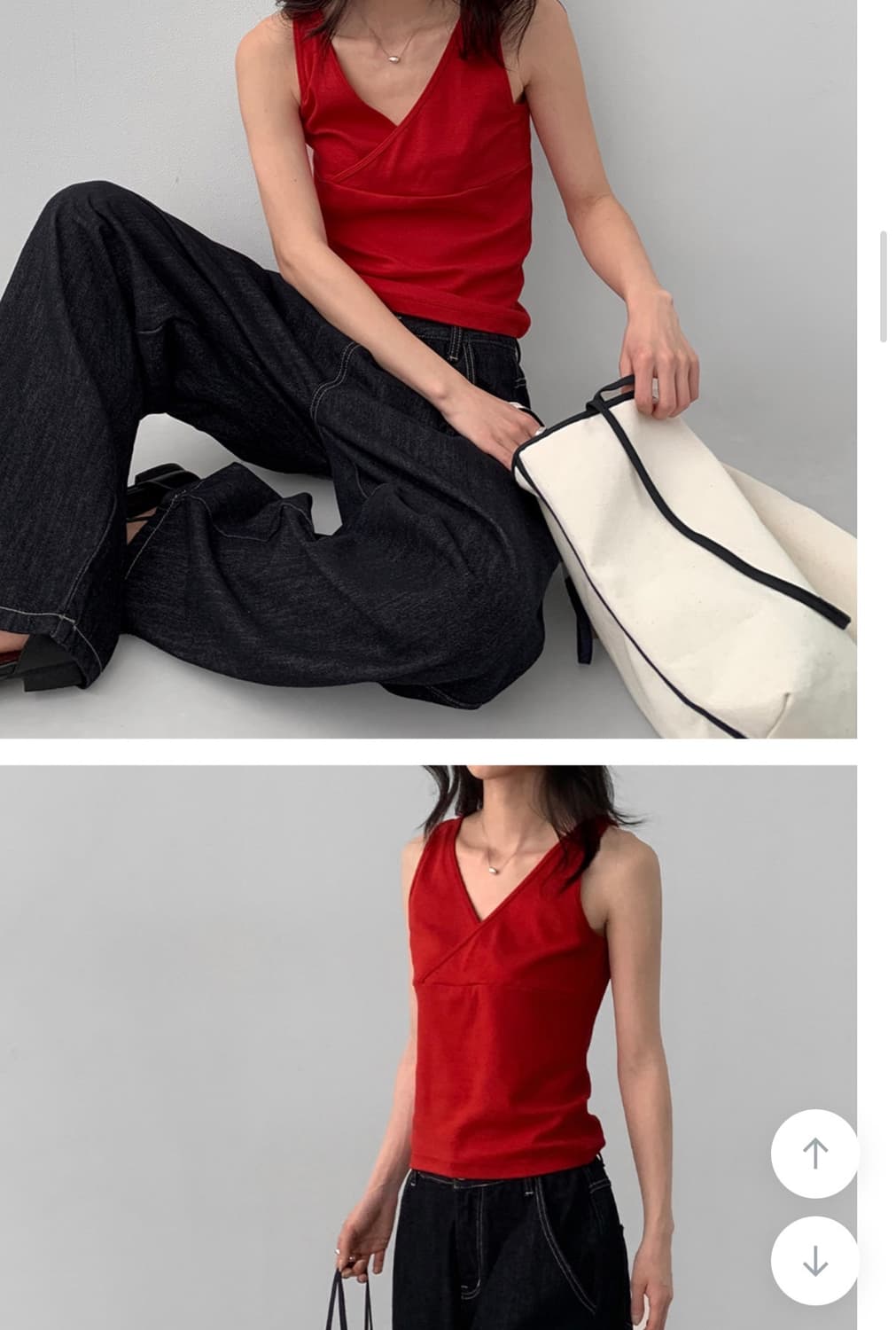 매니크 티어넌 레이어드 브이넥 나시 상품이미지3