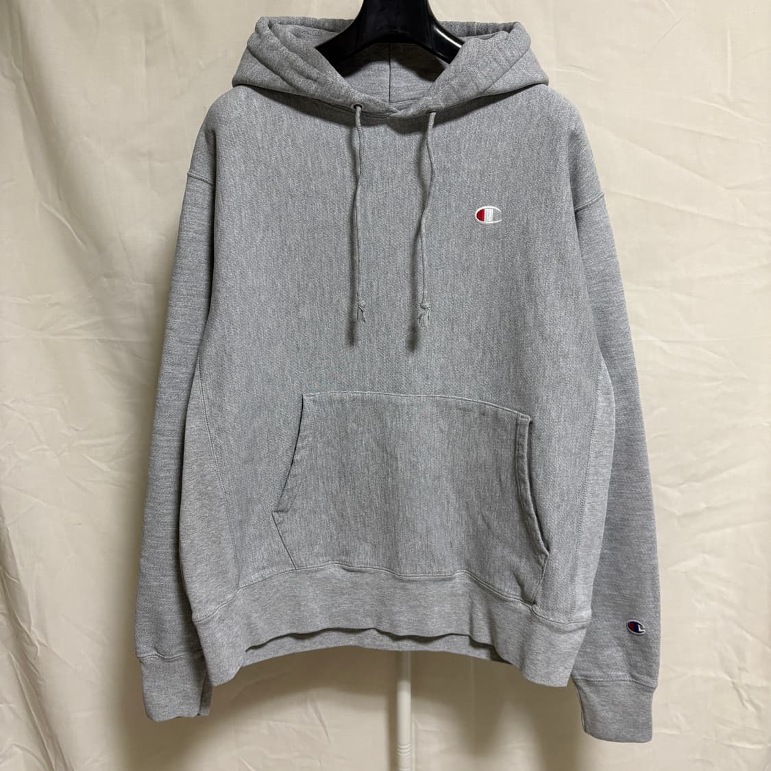 챔피온 리버스위브 기모 로고 후드티 / 그레이, L 상품이미지1