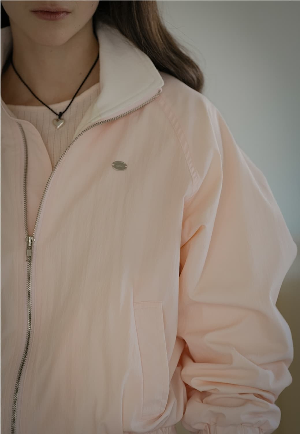 택달린새상품) 노운베러 하이넥 아노락 점퍼 바람막이 핑크 상품이미지3