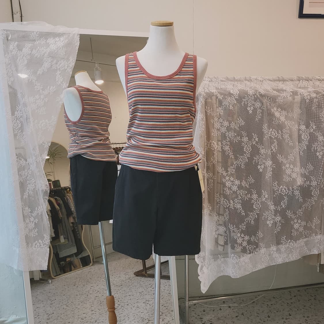UniqloJPN 멀티스트라이프 골지 슬리브리스 상품이미지8