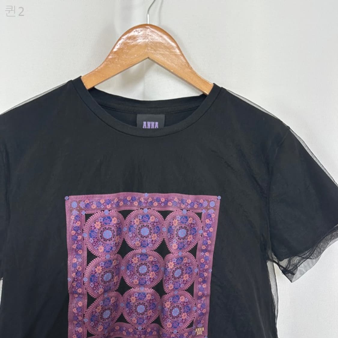 안나수이 여자 이중 티셔츠 반팔티 검정 90 (66) 상품이미지2