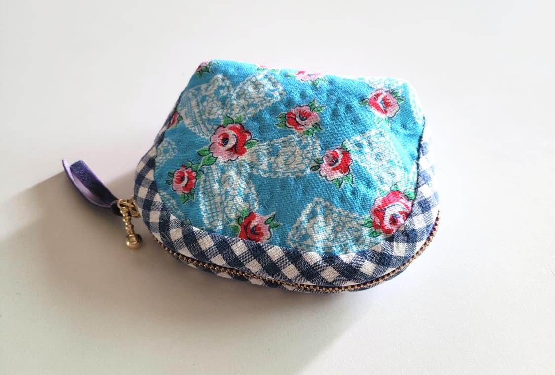 블루롤리앤캘리퀼트동전지갑/핸드메이드/퀼트지갑/이어폰지갑/크리스마스선물 상품이미지2
