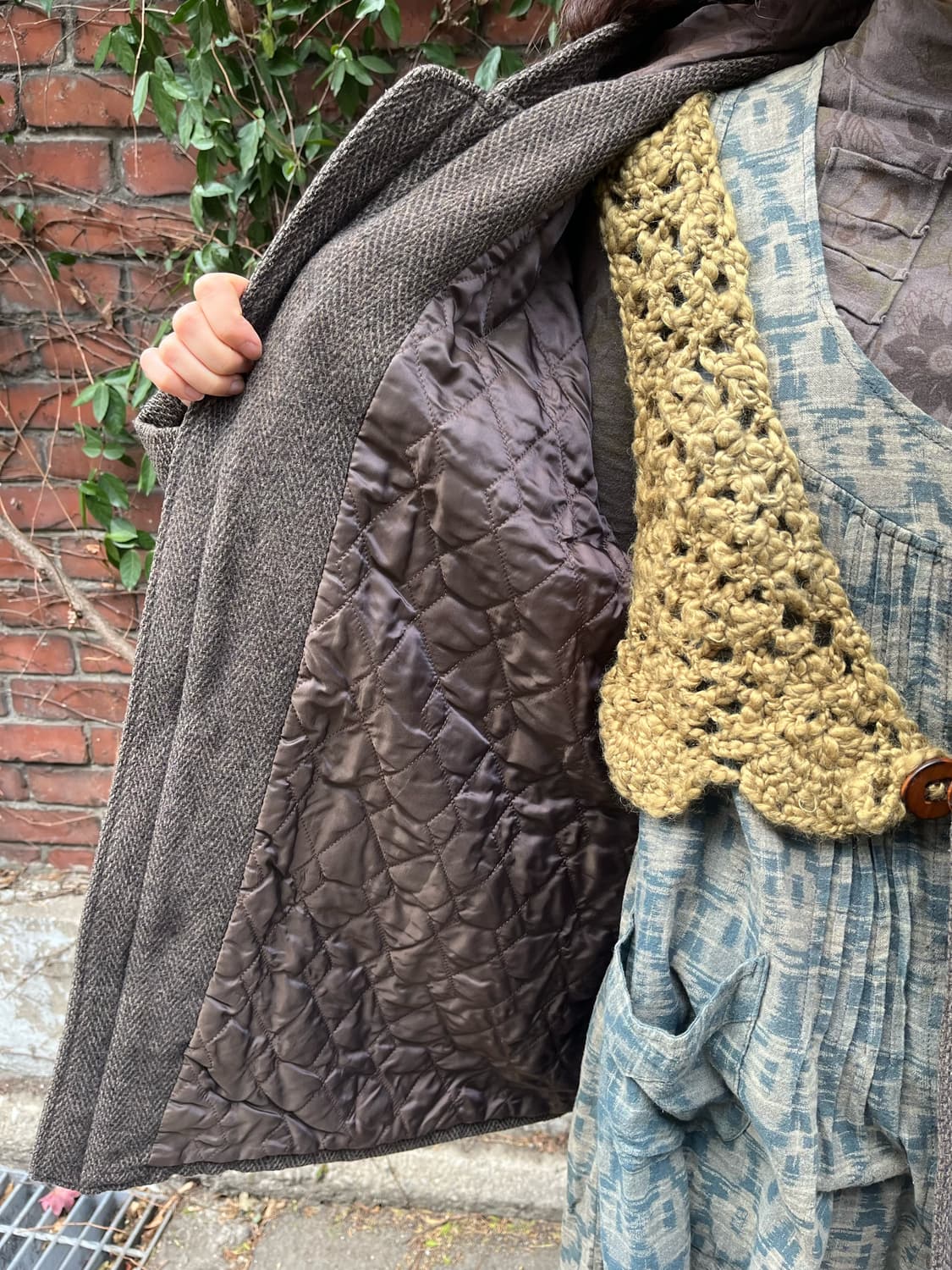 다크 브라운 오버 핏 후드 코트 상품이미지8