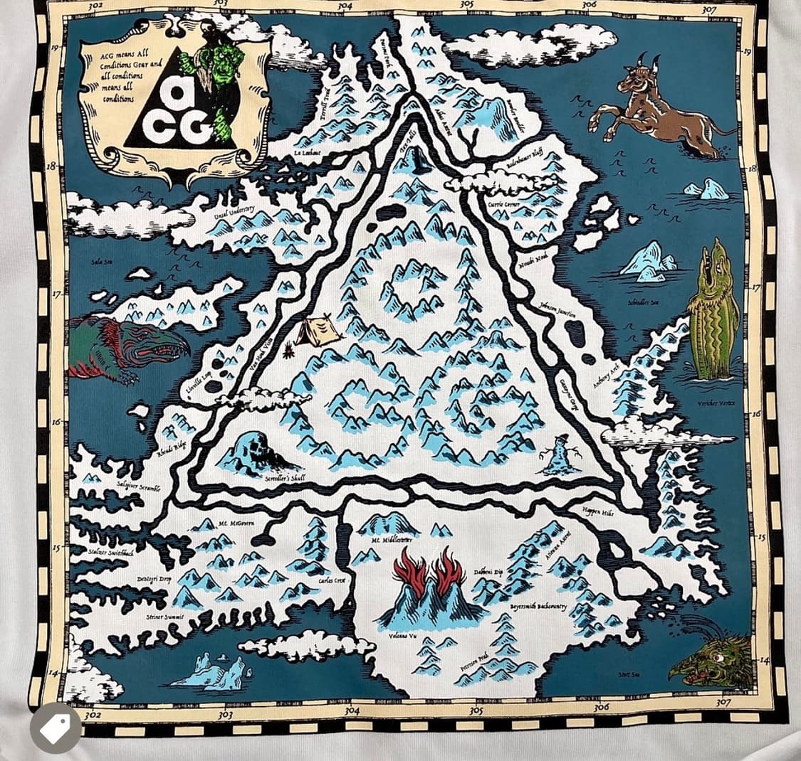 XL 나이키 ACG 아이슬란드 맵 반팔 티셔츠 서밋 화이트 - US/EU 상품이미지3