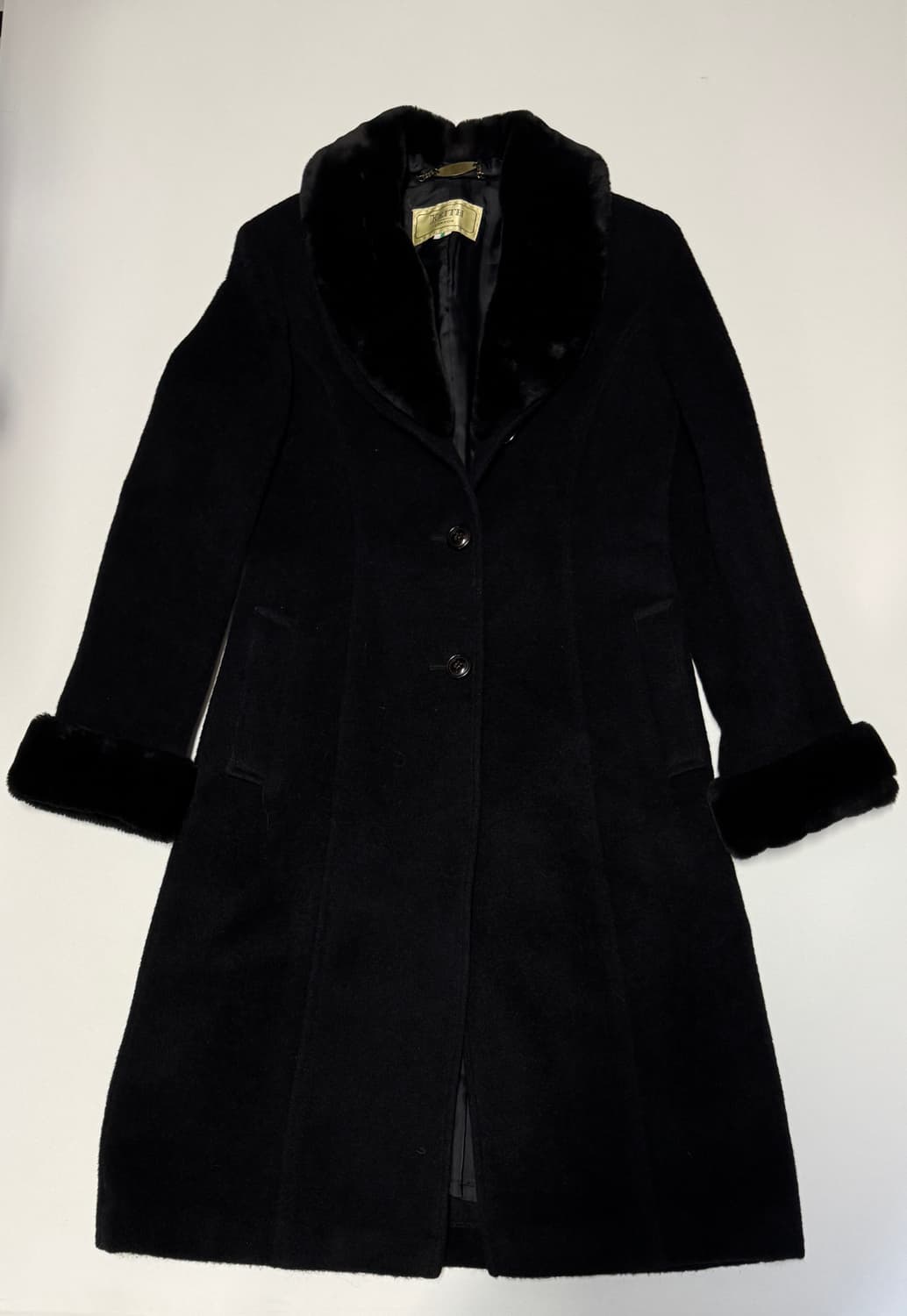 여성 키이스 런던 Keith 퍼 카라 알파카 고급 코트 블랙 상품이미지1