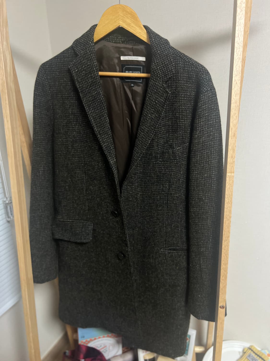 빔즈 해리스트위드 싱글 체스트 체크 코트(XL,100) 상품이미지1