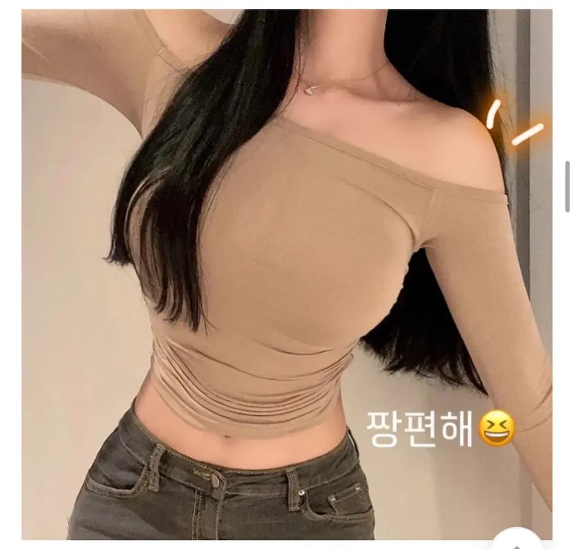 에이블리 말캉 쫀득 글램 오프숄더 긴팔티 상품이미지2