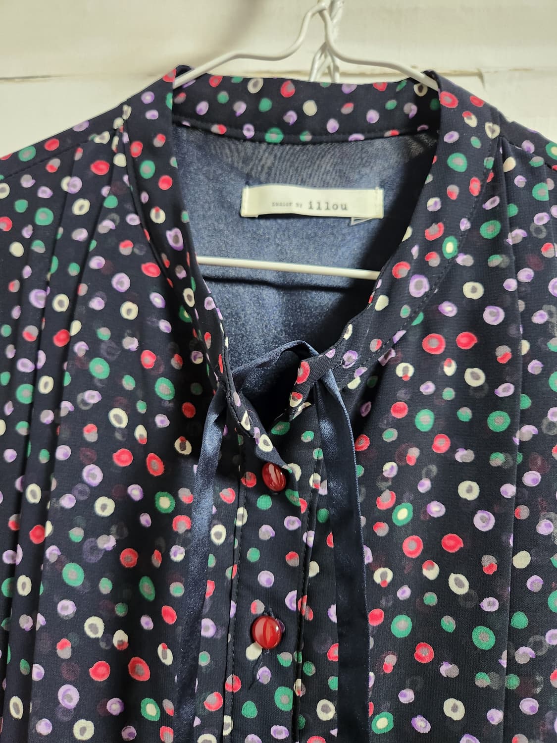 illou 시스루 도트 플리츠 원피스M 상품이미지7