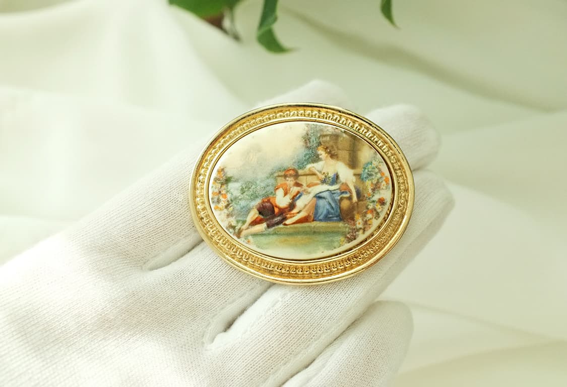 로코코 시대 엔틱 그림 빈티지 브로치 상품이미지8