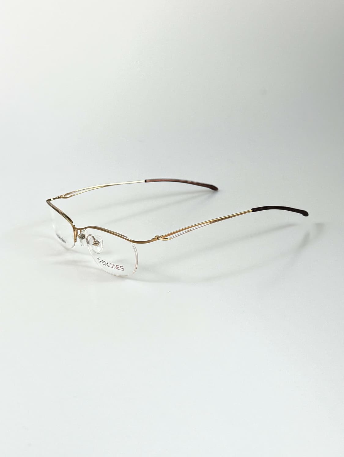 90s Thin Lines 골드 메탈 스퀘어 반무테 빈티지 안경 상품이미지3