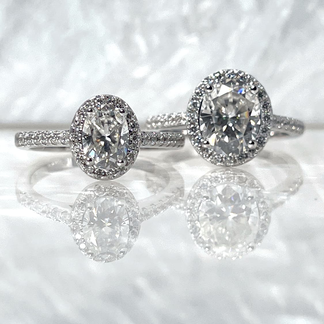 *새상품* 모이사나이트 오벌 컷 파베 헤일로 은반지 상품이미지2