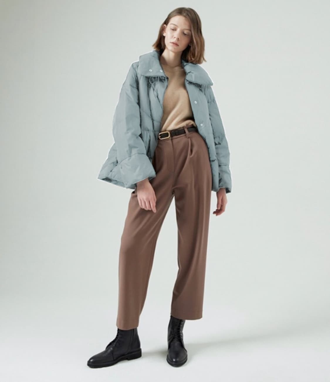 시스템 셔링 구스 하프 패딩 상품이미지1