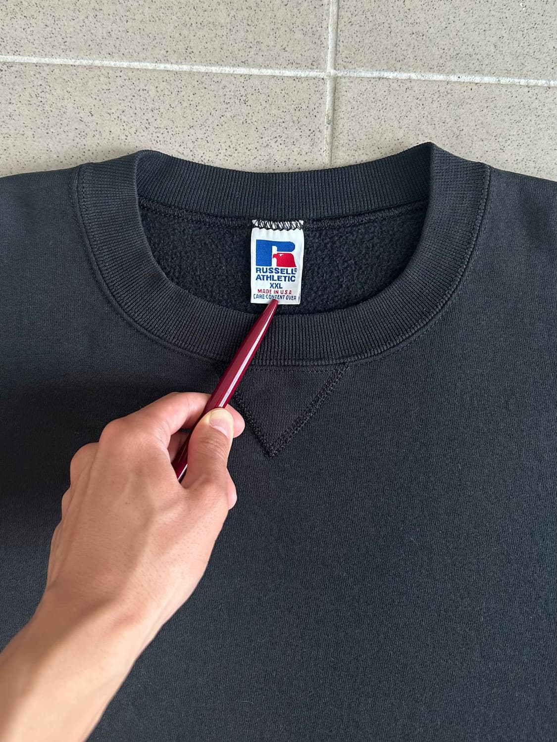 90s 빈티지 러셀 스웻셔츠 블랙 XXL 상품이미지9