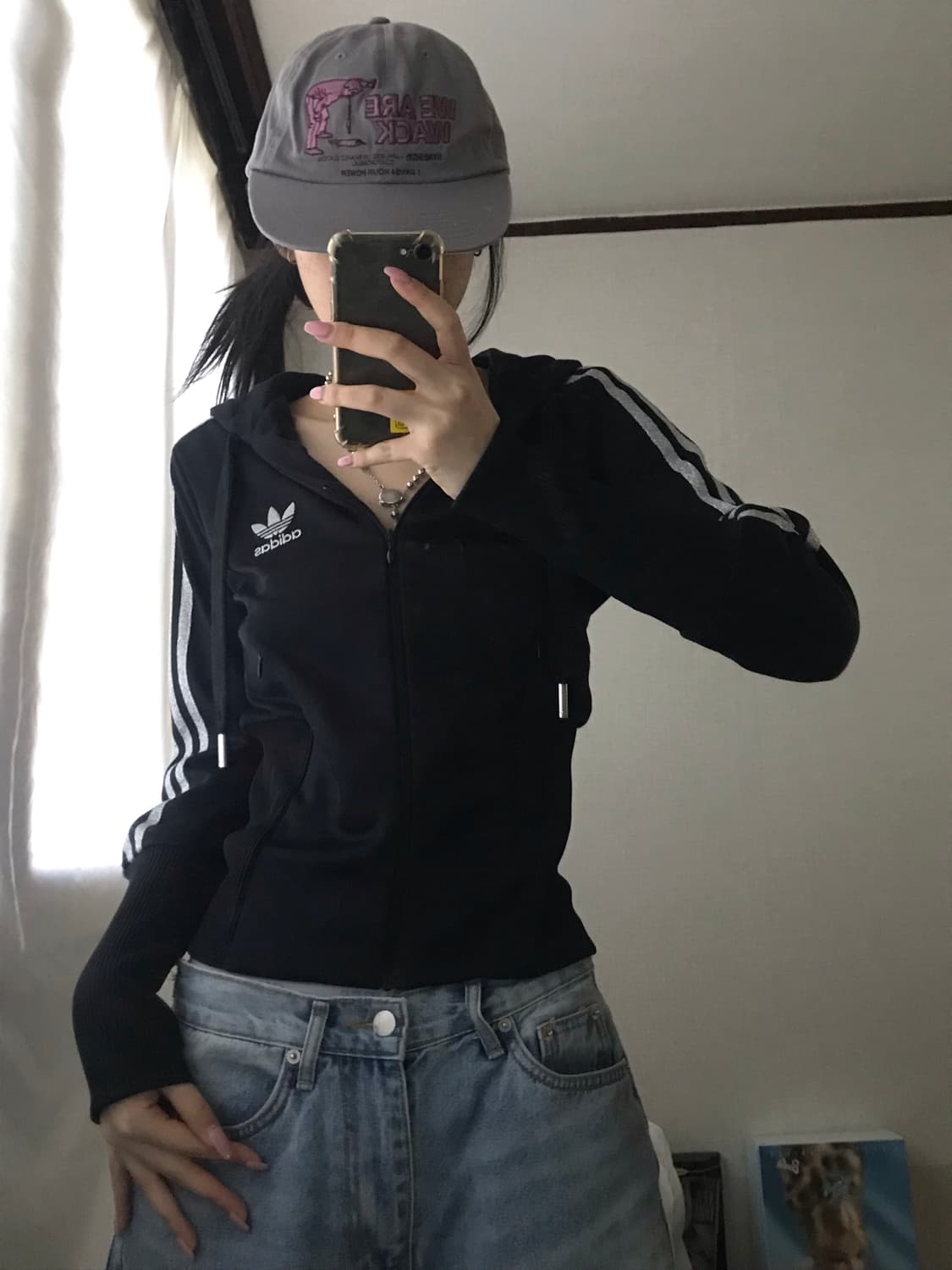 아디다스 블랙 실버 딱붙핏 후드 져지 상품이미지6