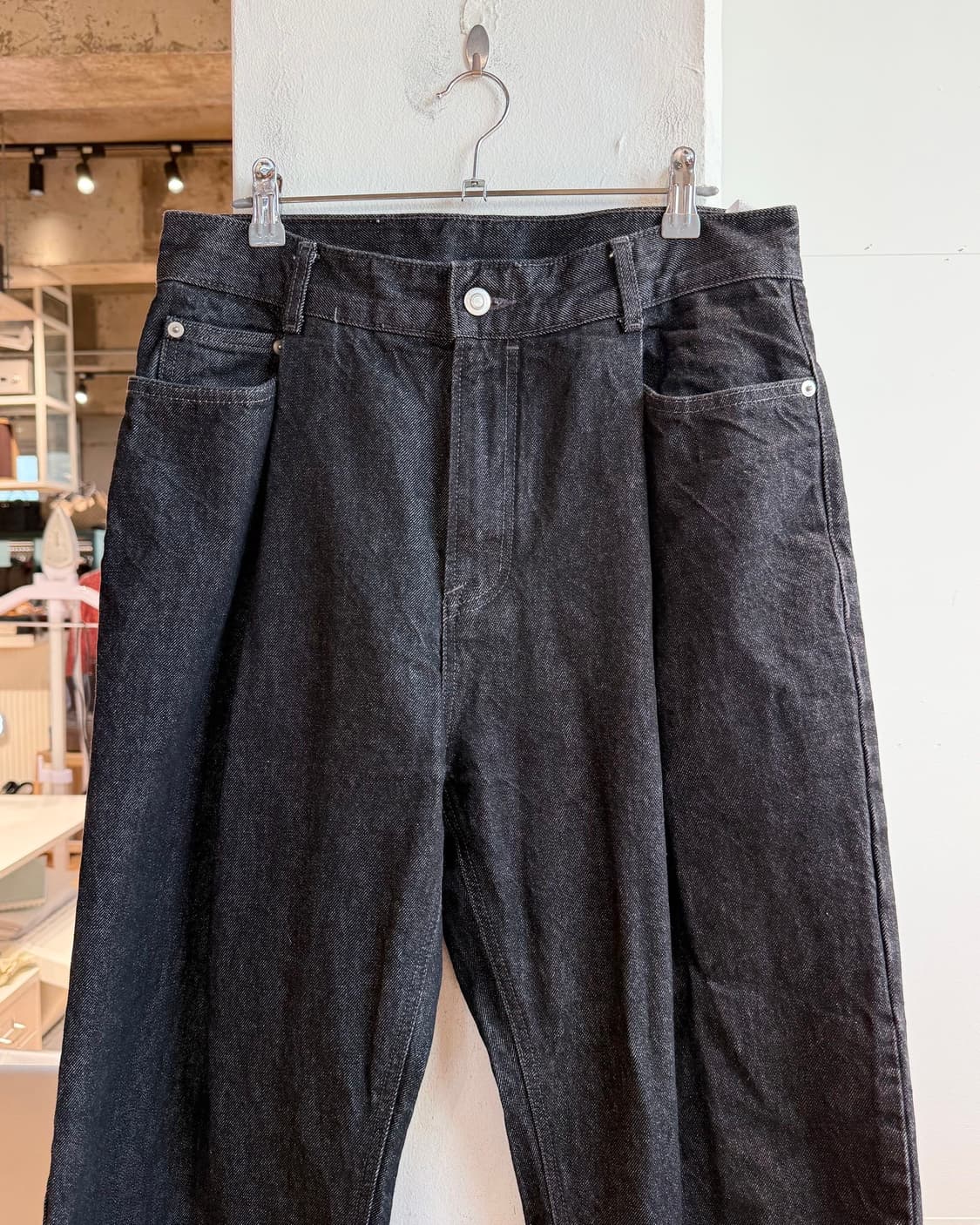 언어팩티드 블랙 데님 와이드 팬츠  상품이미지3