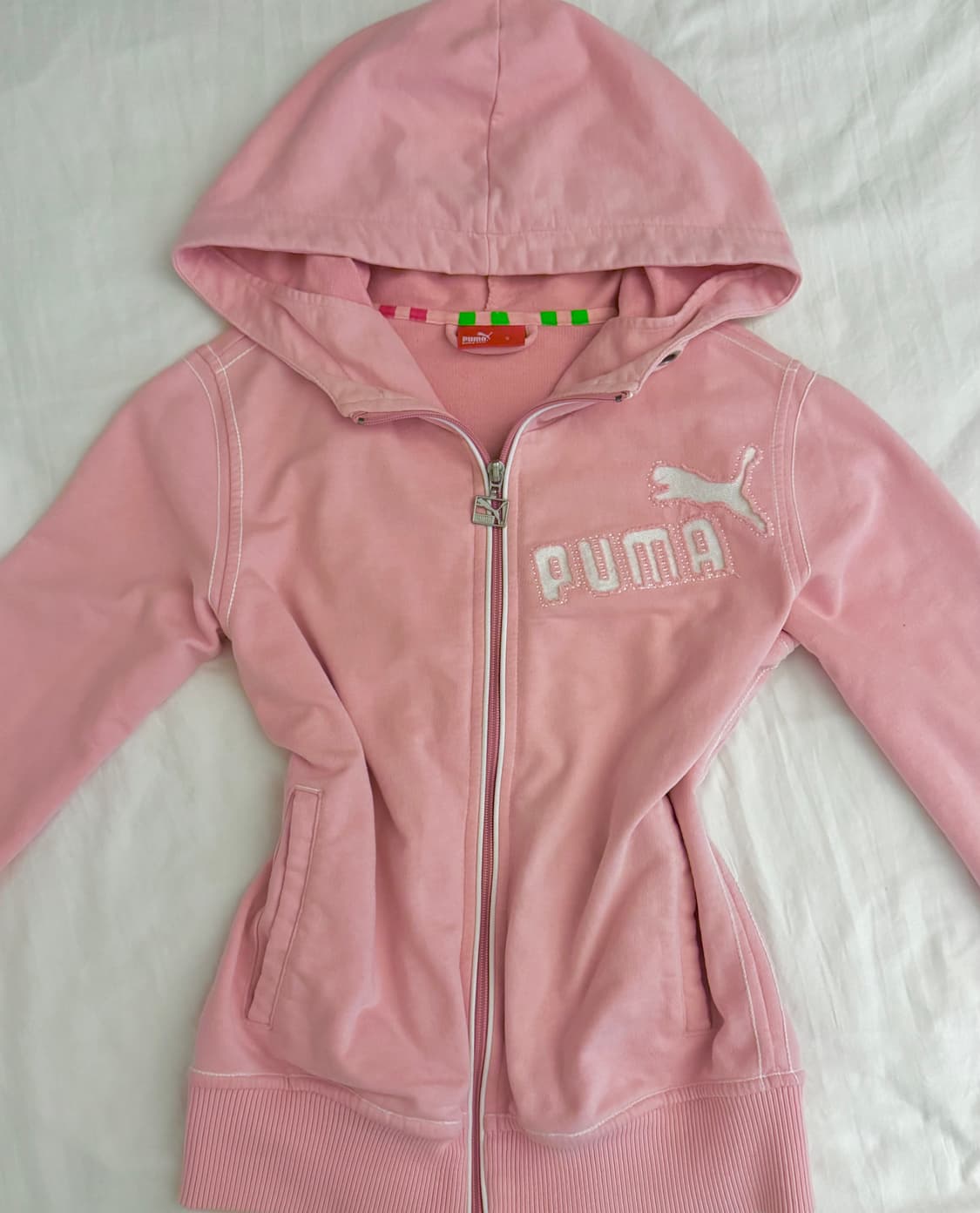 유일매물 퓨마 딱붙 후드집업 딸기우유 핑크 S 상품이미지1