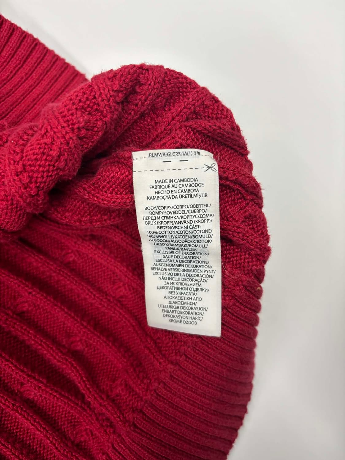 폴로 랄프로렌 딮버건디 케이블 크루넥 니트(XL) 상품이미지5