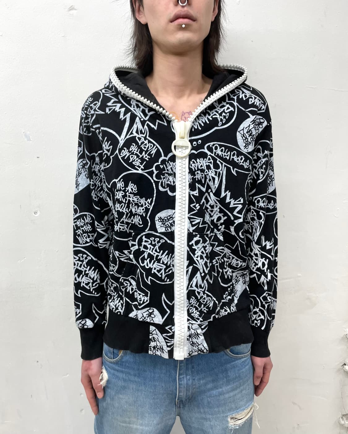 speech bubble big zipper hooded zip-up 상품이미지3