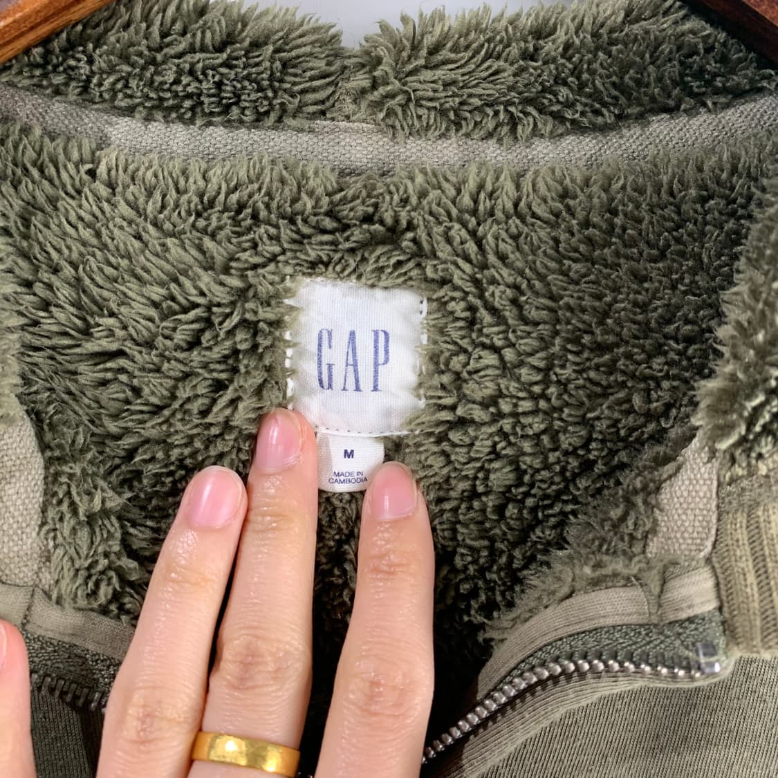 Gap 갭 카키 양털 후드집업 상품이미지6