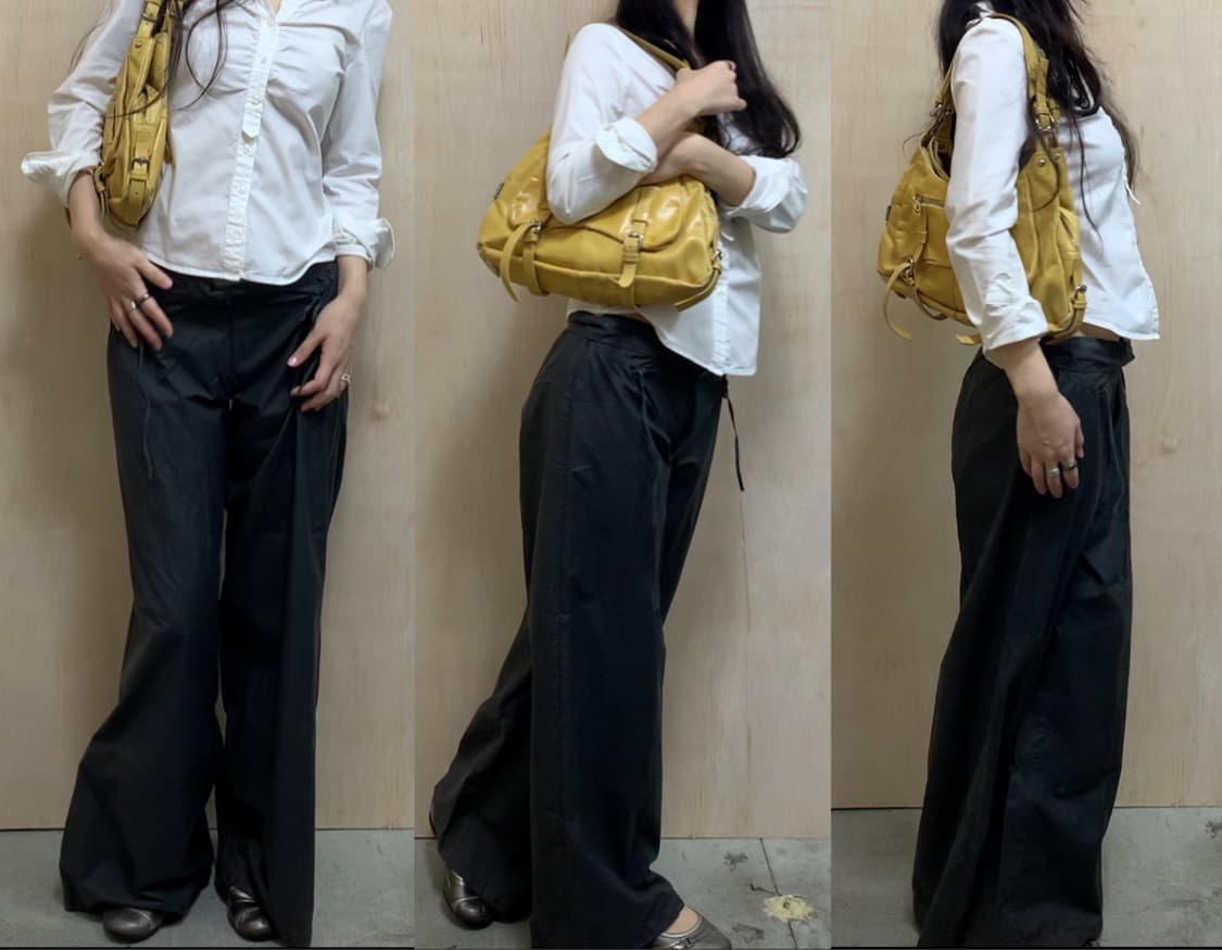 [직수입] 빈티지 와이드 팬츠 차콜 블랙 상품이미지2