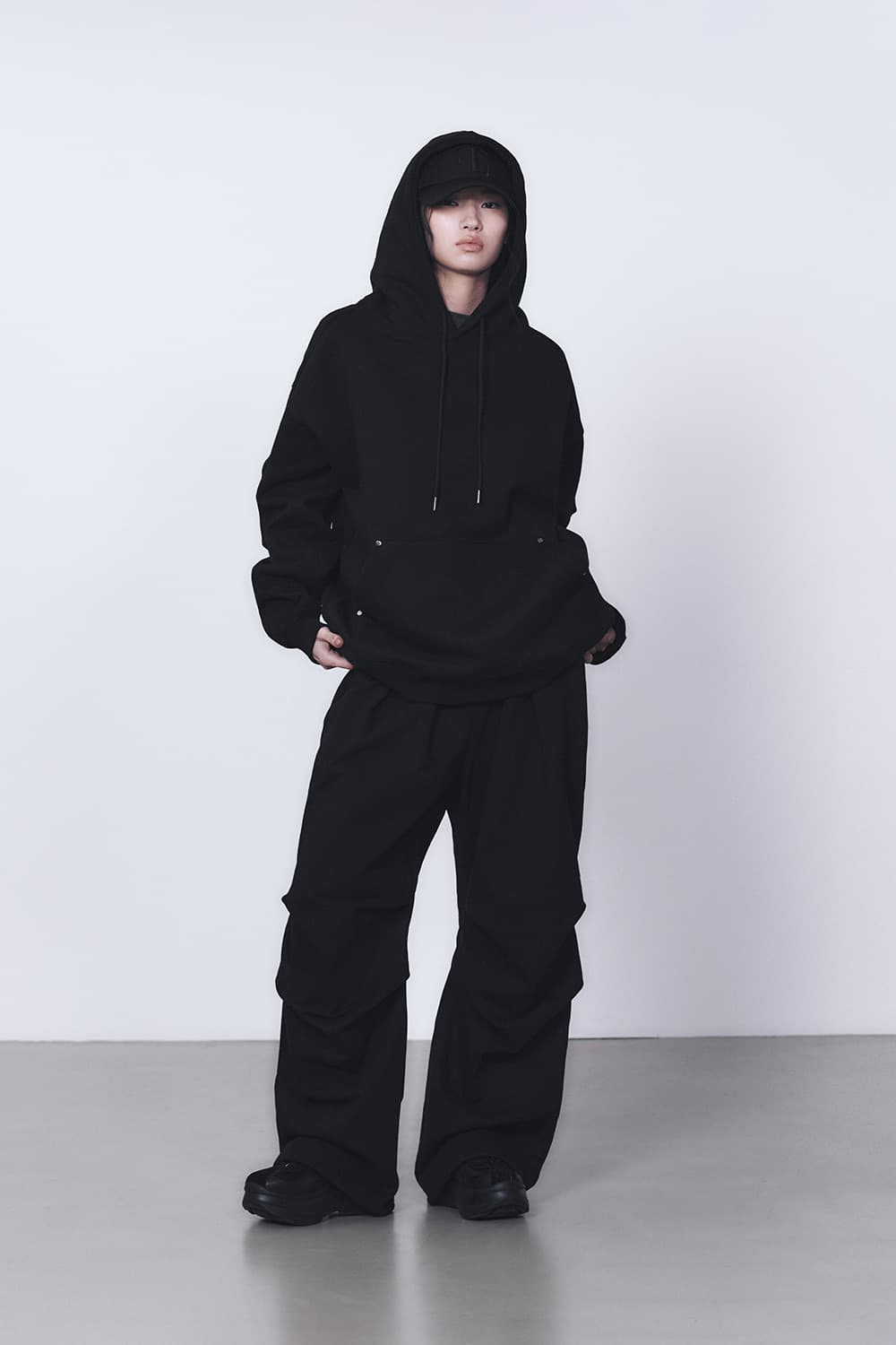 트리밍버드 리벳 스웻 후드 셋업 세트 블랙 상품이미지2