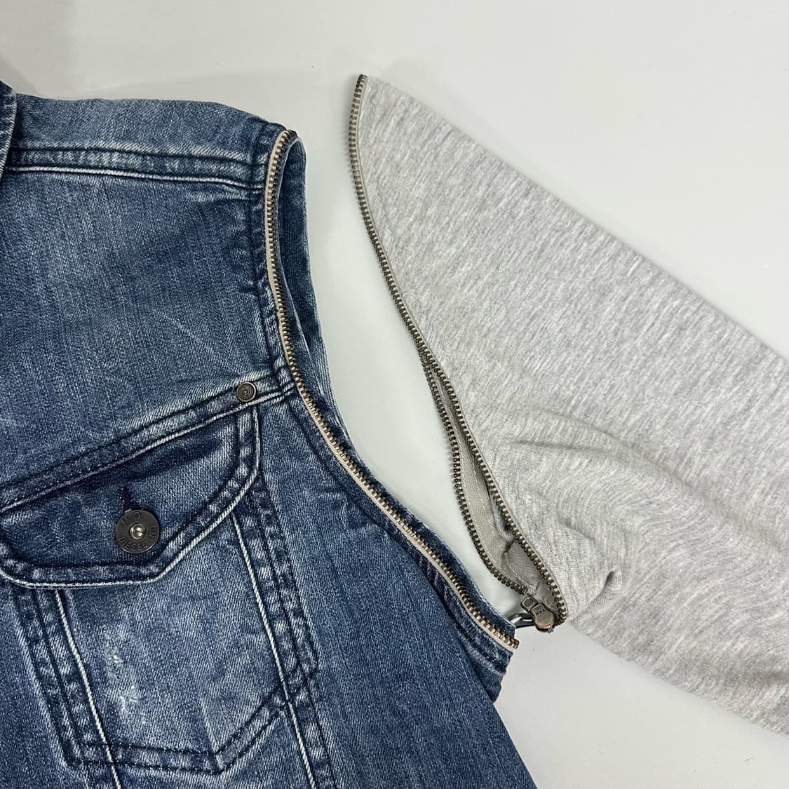 디젤 투웨이 지퍼 워싱 데님 자켓 상품이미지2