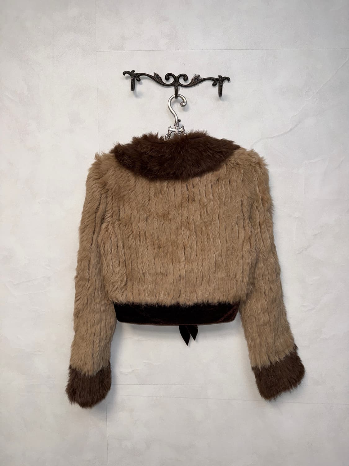 Beige brown fur knit crop bolero jacket  상품이미지3