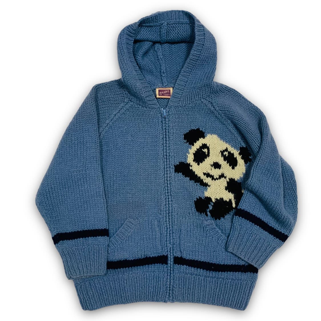 SEANA 판다 디자인 로고 니트 후디 집업 코위찬 상품이미지3