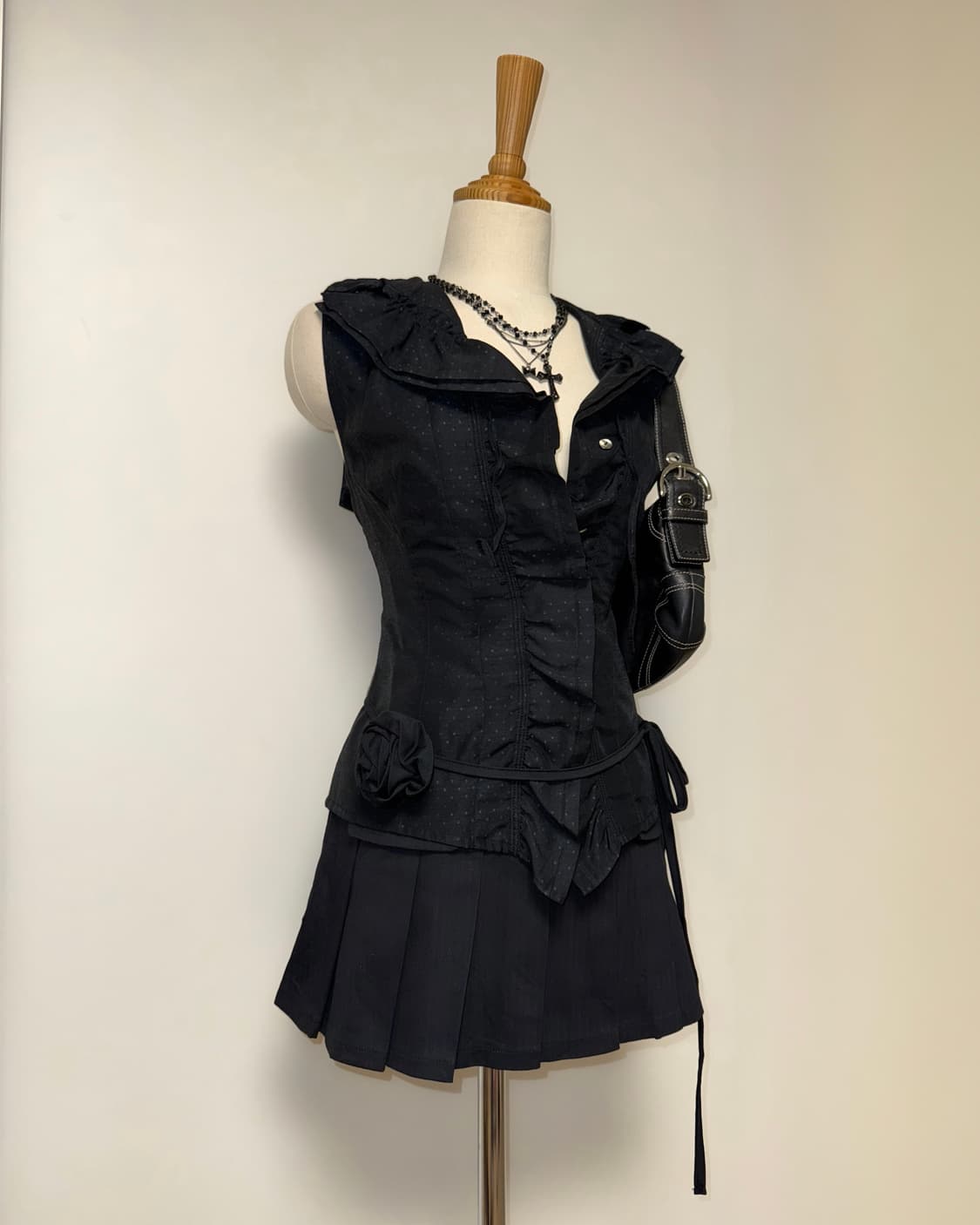 도트패턴 프릴 나시 블라우스 셔츠 상품이미지6