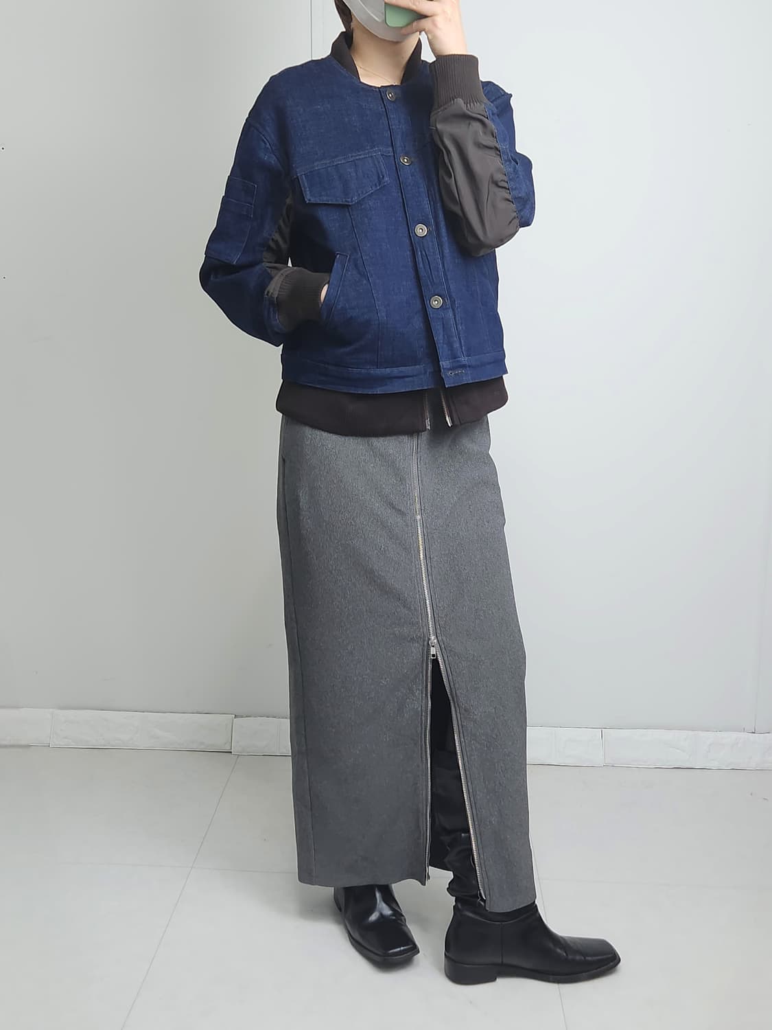 (GU)골지 트임 롱 스커트 상품이미지3