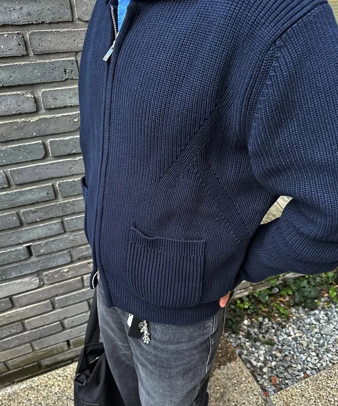 인템포무드 니트 집업 네이비 L 상품이미지2