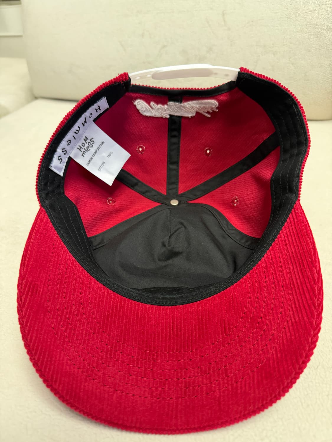 홈리스 CORDUROY H LOGO 5 PANEL HAT - RED 상품이미지4