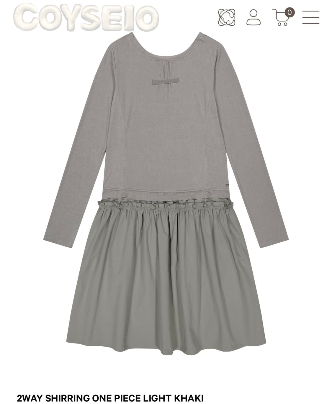 코이세이오 투웨이 셔링 원피스 라이트카키 상품이미지1