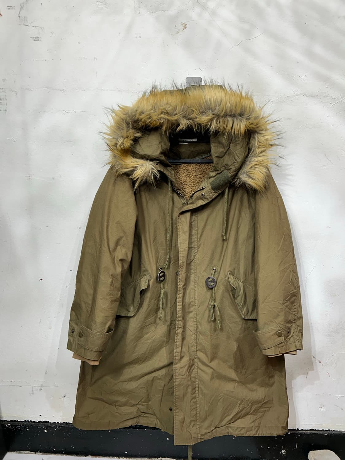 일본빈티지 카키 울프죠 퍼 후드 개파카 야상 밀리터리 갸루 M 상품이미지5