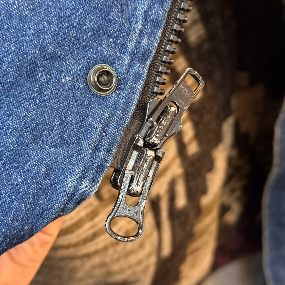 M ~ L 80 ~ 90S USA 울리치 데님 코트 레더 카라 에스닉  상품이미지8