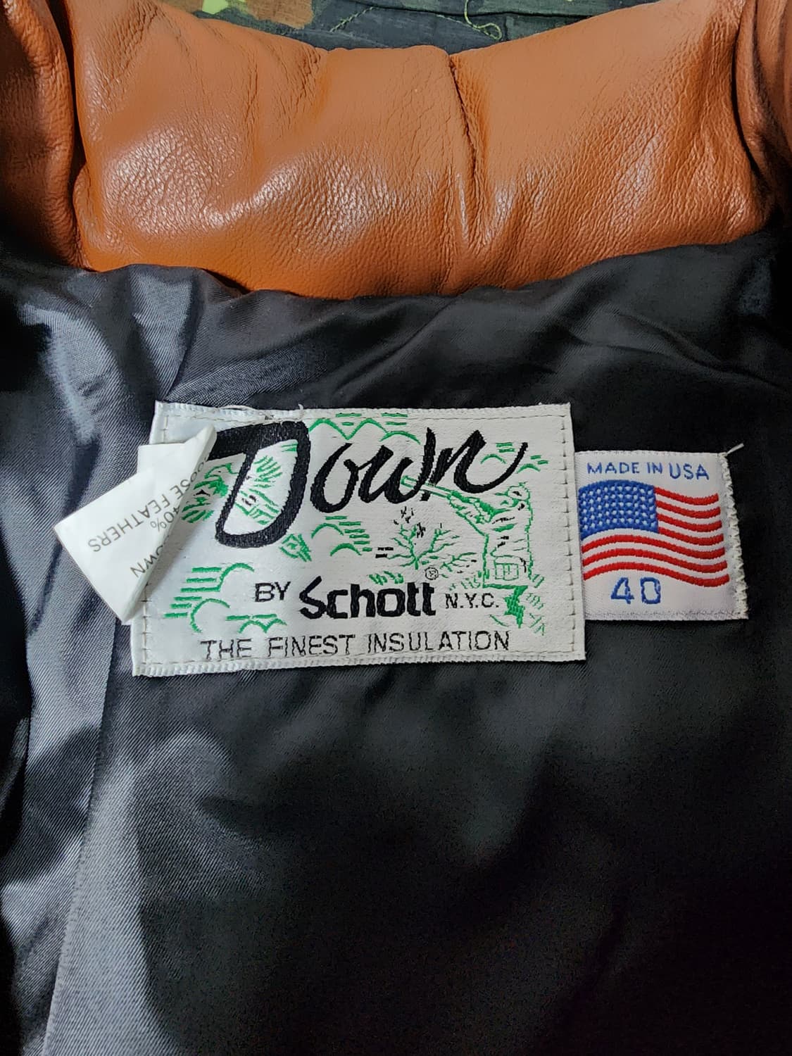 빈티지 Schott N.Y.C. 브라운 레더 다운 패딩 상품이미지4