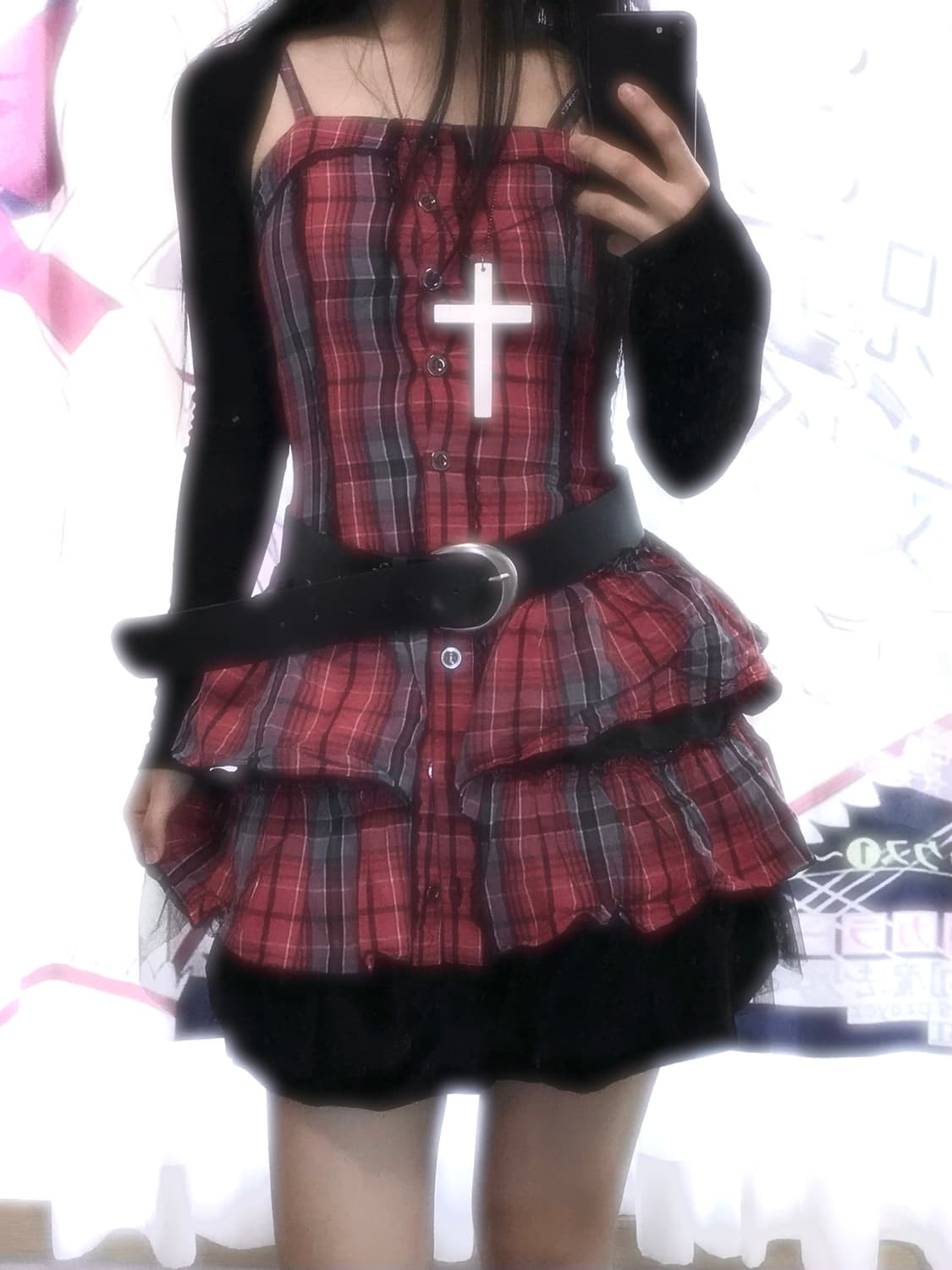 미사미사 캐캐체 펑크 타탄체크 캉캉 원피스 상품이미지1